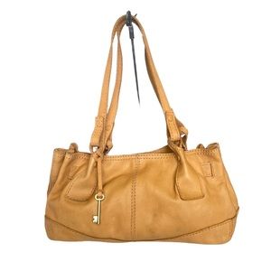 Vintage Fossil Tan Butterscotch Leather LRG. Shoulder Handbag Magnetic Closure